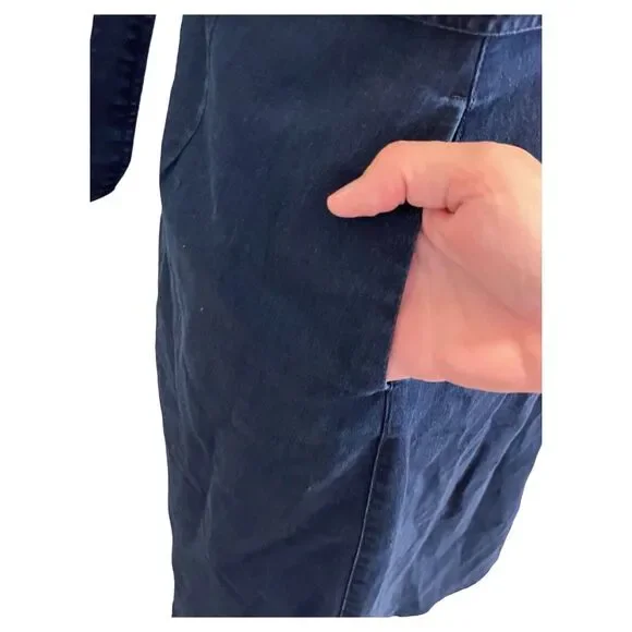 Liz Claiborne Blue Jean Dress Size 4 Short Sleeve Fit And Flare Dress V Neck Tie - Picture 6 of 10